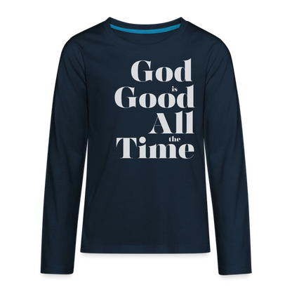 God is Good Kids' Premium Long Sleeve T-Shirt - deep navy