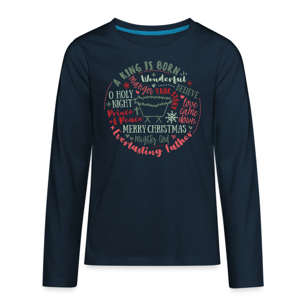 Manger Collage (RG) Kid's Long Sleeve Shirt - deep navy