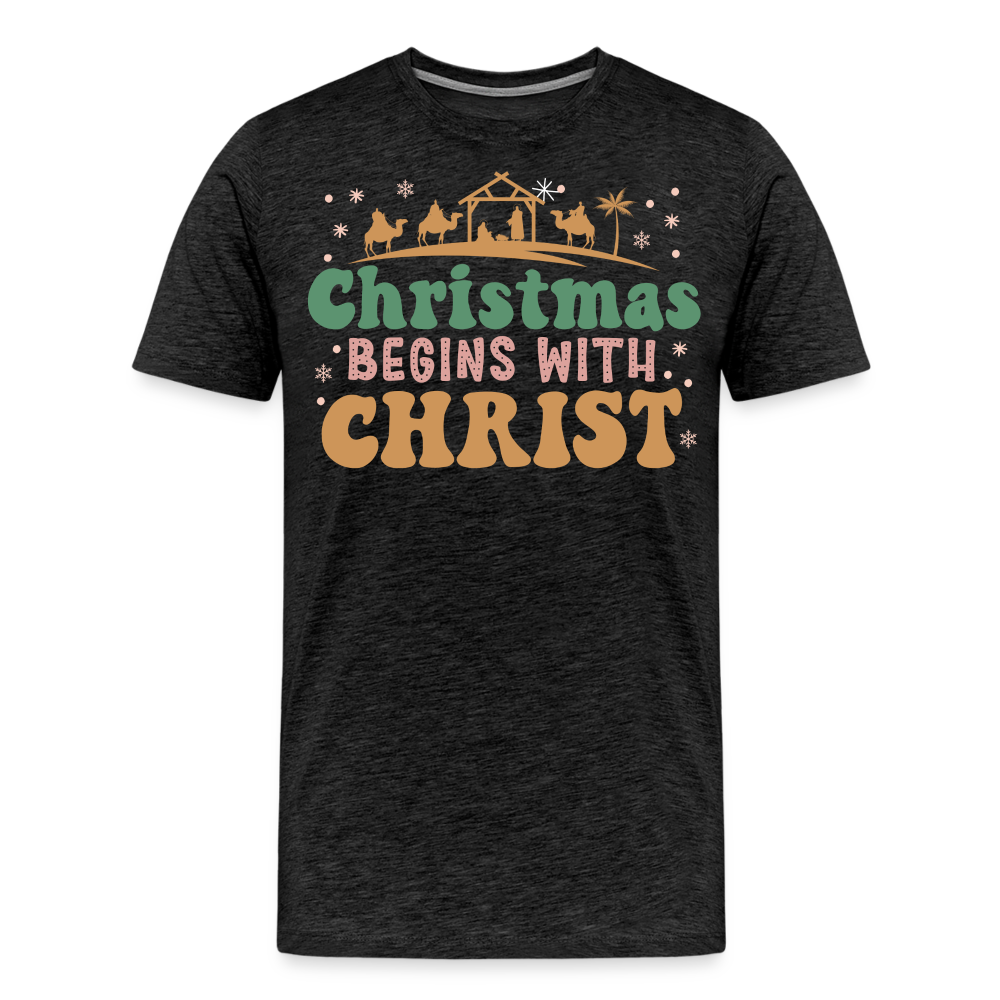 Christmas Begins with Christ is Born Christmas Family Men's Premium T-Shirt - charcoal grey