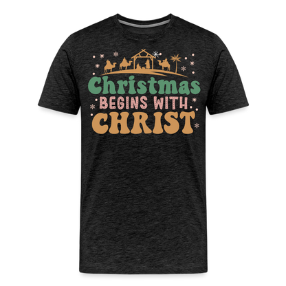 Christmas Begins with Christ is Born Christmas Family Men's Premium T-Shirt - charcoal grey