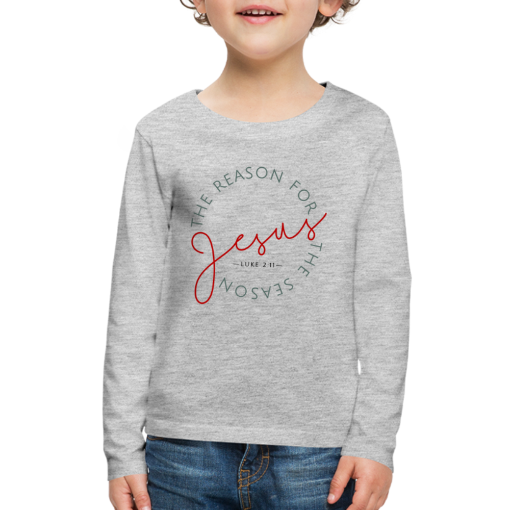 The Reason for the Season (Color) Christmas Family Kids' Premium Long Sleeve T-Shirt - heather gray