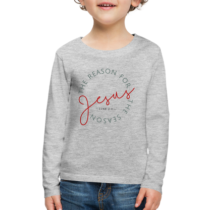 The Reason for the Season (Color) Christmas Family Kids' Premium Long Sleeve T-Shirt - heather gray