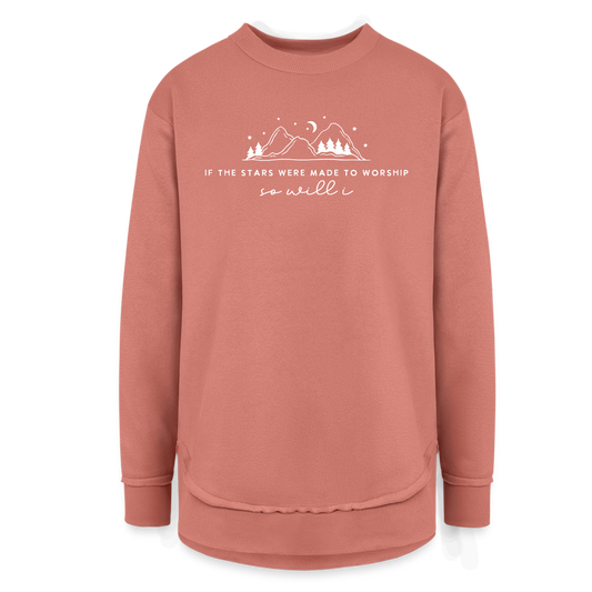 If the Stars were Made to Worship So Will I Women's Long Sleeve Weekend Tunic - mauve