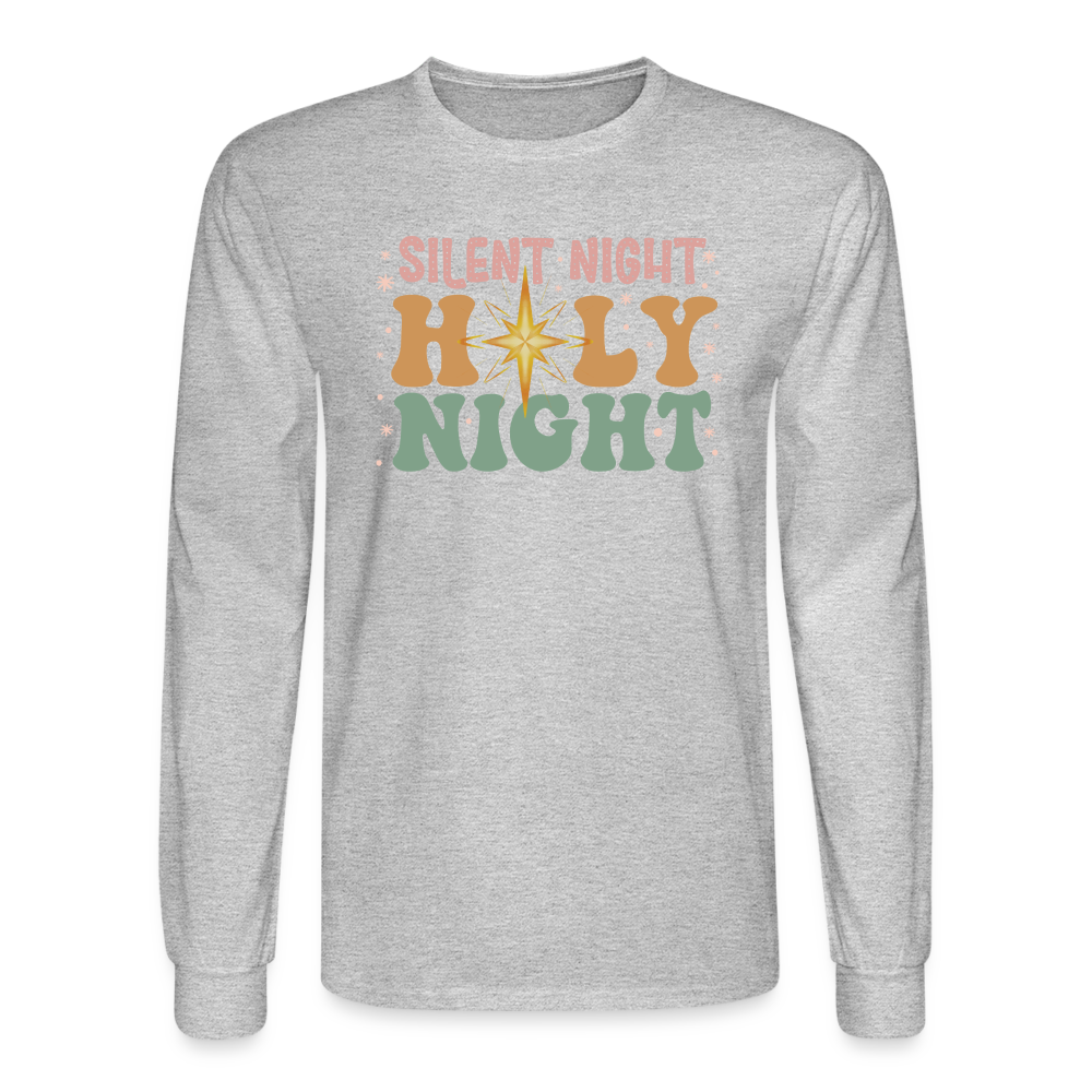 Silent Night Christmas Family Men's Long Sleeve T-Shirt - heather gray