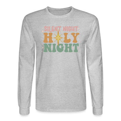 Silent Night Christmas Family Men's Long Sleeve T-Shirt - heather gray