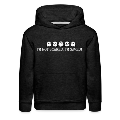 I'm Not Scared I'm Saved (W) Kid's Hoodie - charcoal grey