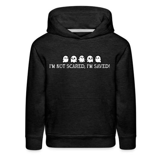 I'm Not Scared I'm Saved (W) Kid's Hoodie - charcoal grey