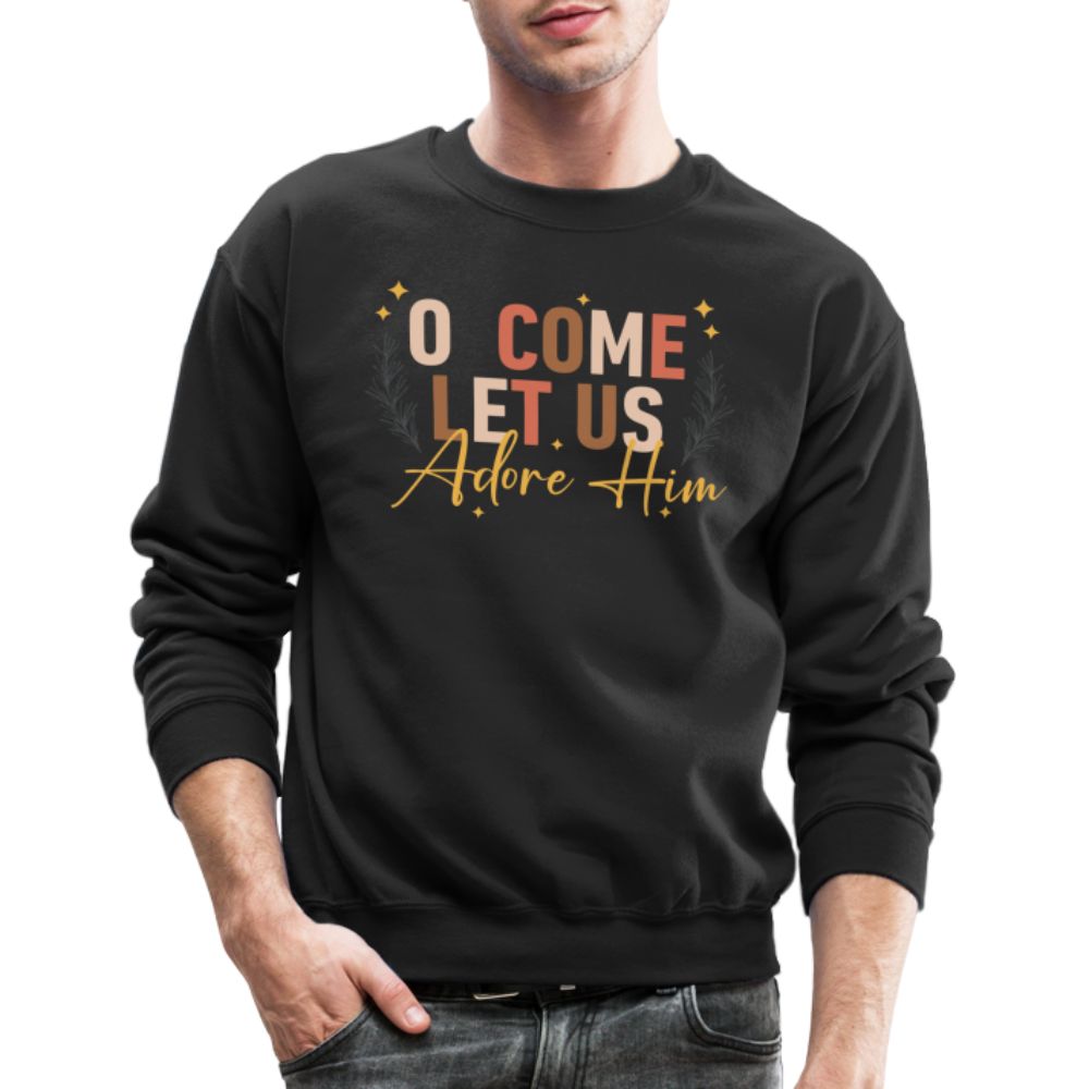 O Come Let us Adore Him Christmas Men's Sweater - black