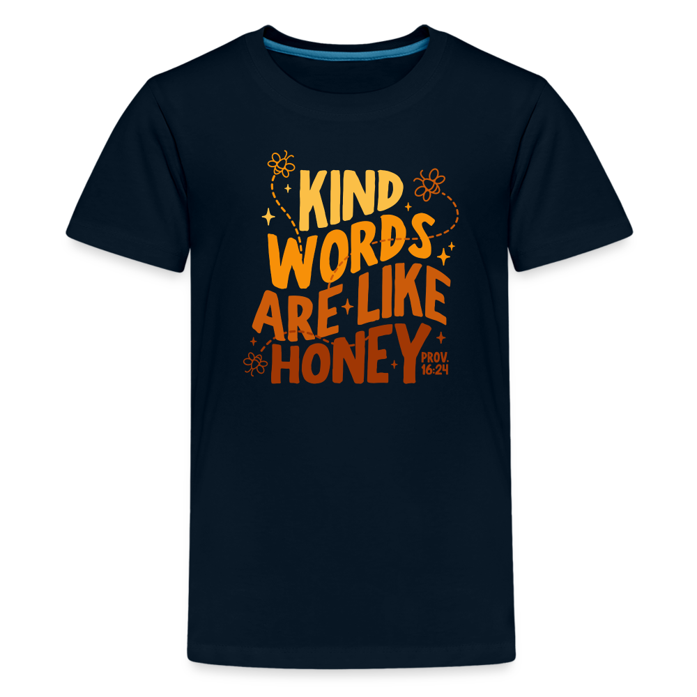 Kind Words are Like Honey Kid's T-Shirt - deep navy