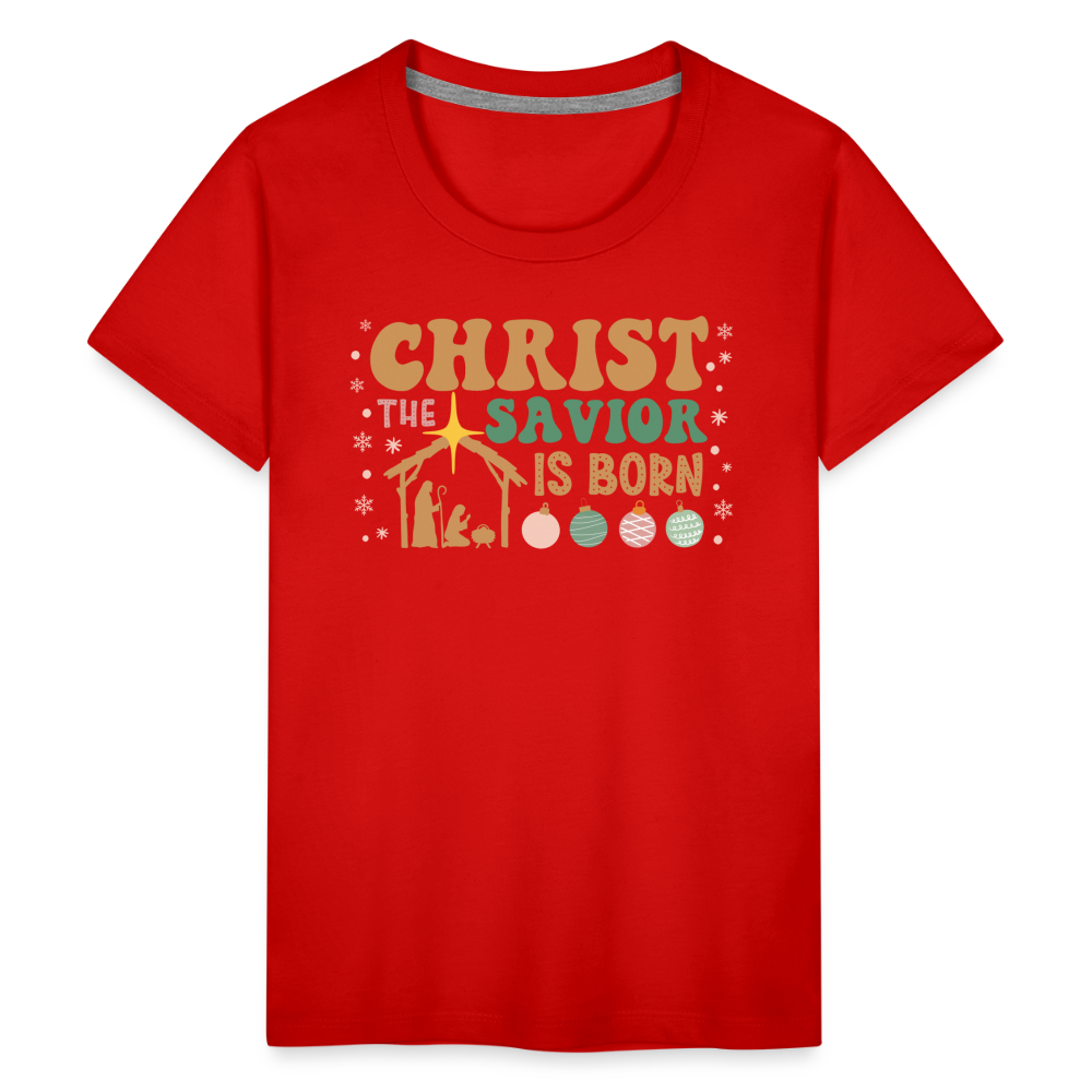 Christ the Savior is Born Christmas Family Kids' Premium T-Shirt - red