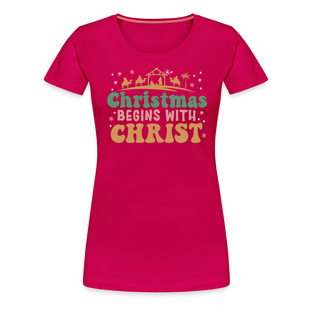 Christmas Begins with Christ Family Women’s Premium T-Shirt - dark pink