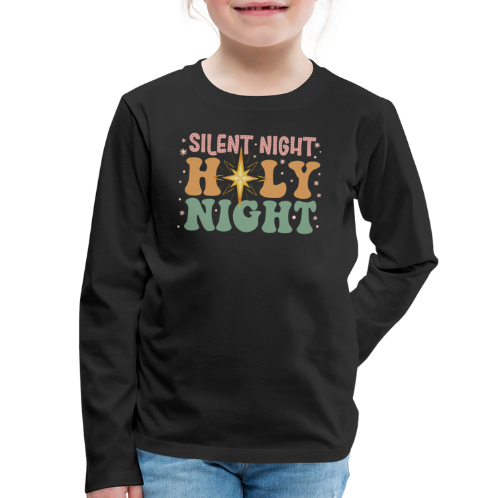 Silent Night Christmas Family Kids' Premium Long Sleeve T-Shirt - black