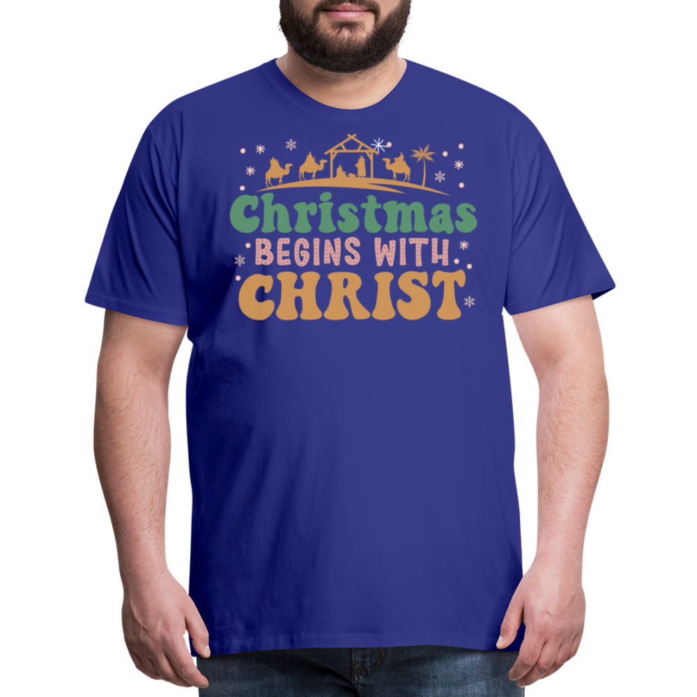 Christmas Begins with Christ is Born Christmas Family Men's Premium T-Shirt - royal blue