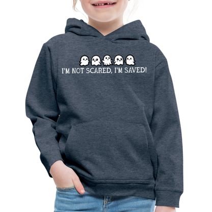 I'm Not Scared I'm Saved (W) Kid's Hoodie - heather denim