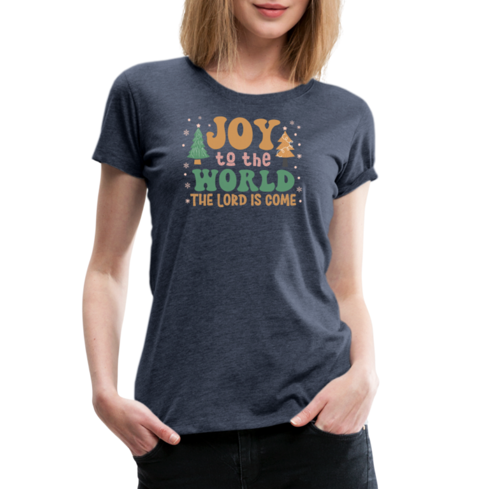 Joy to the World Christmas Family Women’s Premium T-Shirt - heather blue