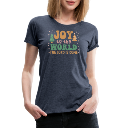 Joy to the World Christmas Family Women’s Premium T-Shirt - heather blue