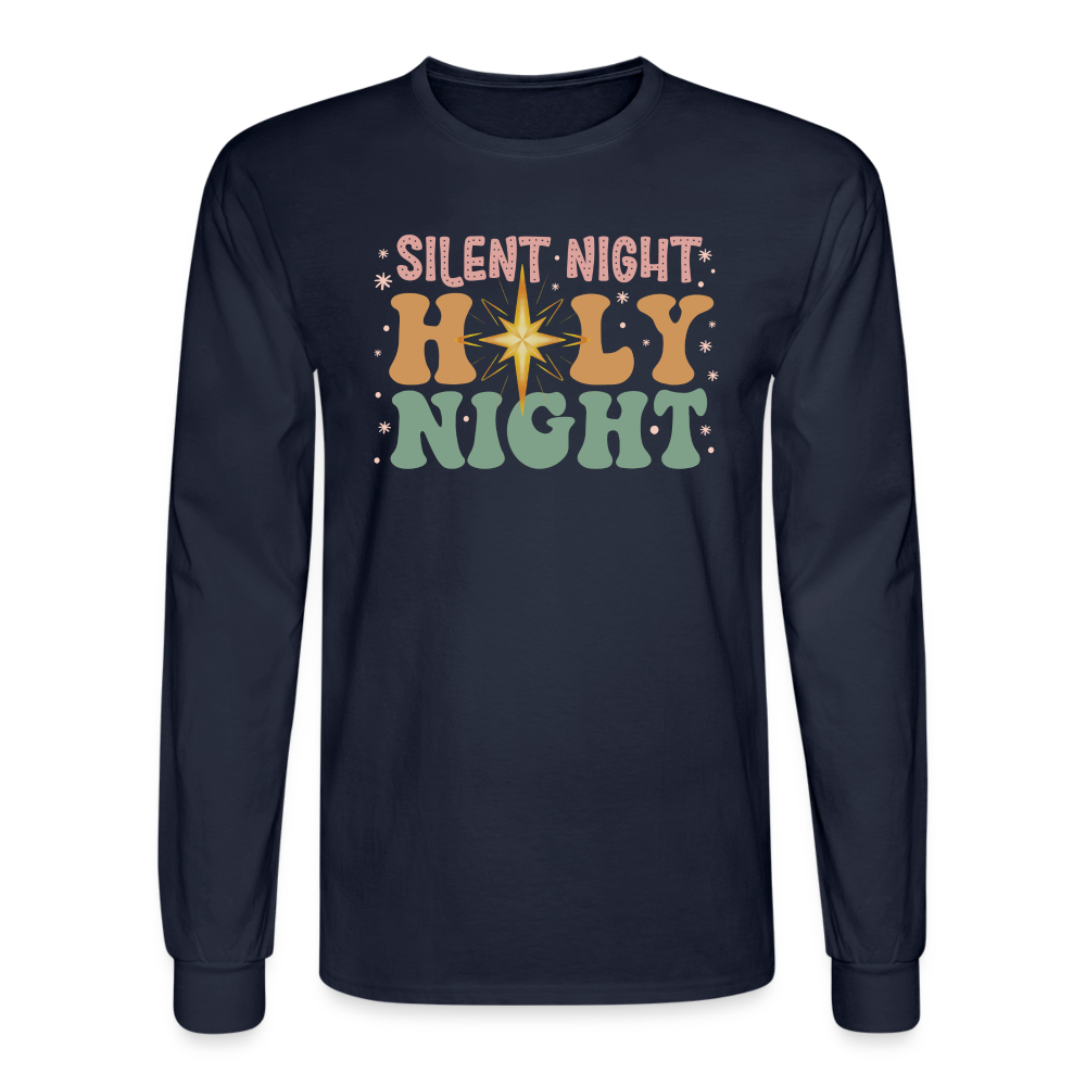 Silent Night Christmas Family Men's Long Sleeve T-Shirt - navy