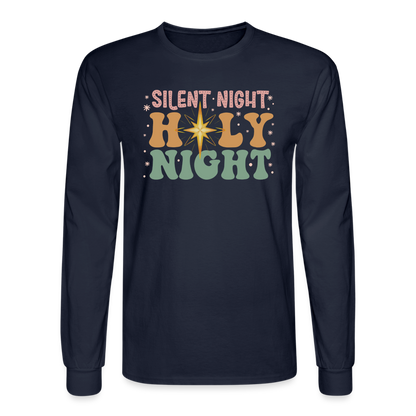 Silent Night Christmas Family Men's Long Sleeve T-Shirt - navy