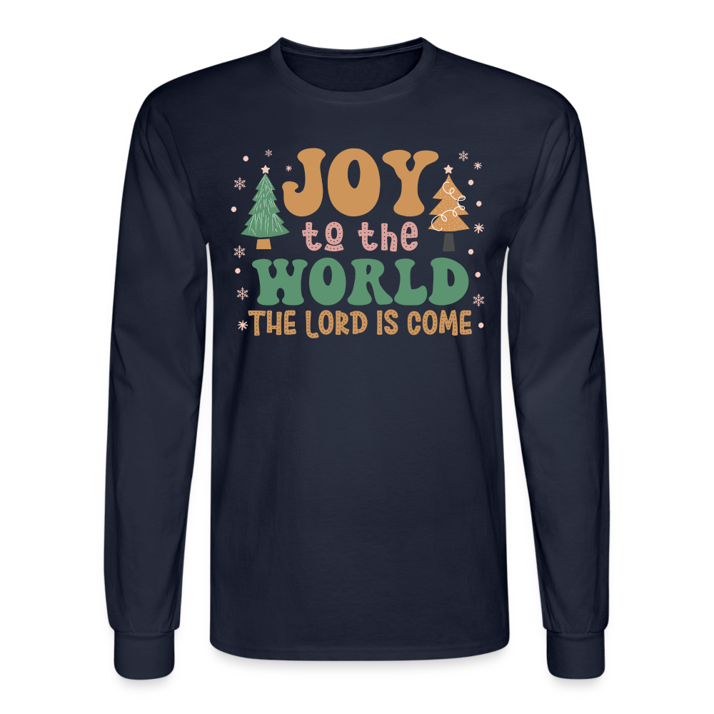 Joy to the World Christmas Family Men's Long Sleeve T-Shirt - navy