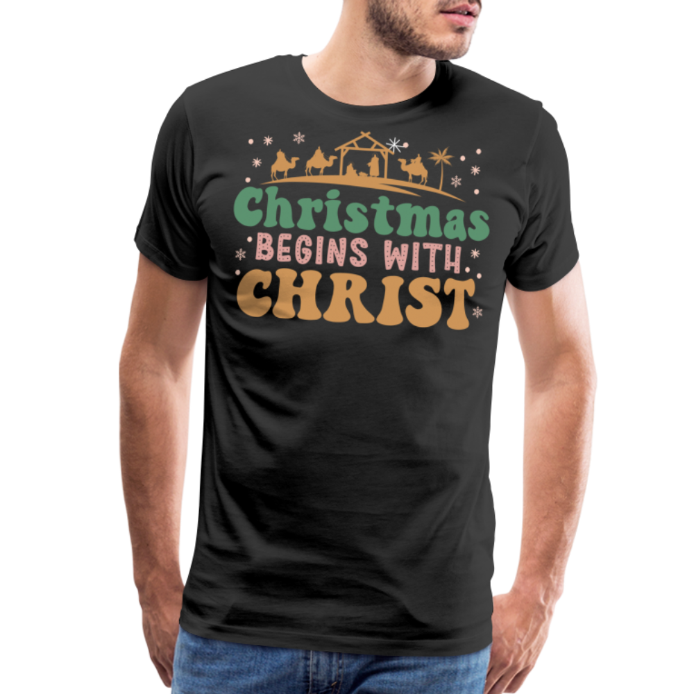 Christmas Begins with Christ is Born Christmas Family Men's Premium T-Shirt - black