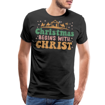 Christmas Begins with Christ is Born Christmas Family Men's Premium T-Shirt - black