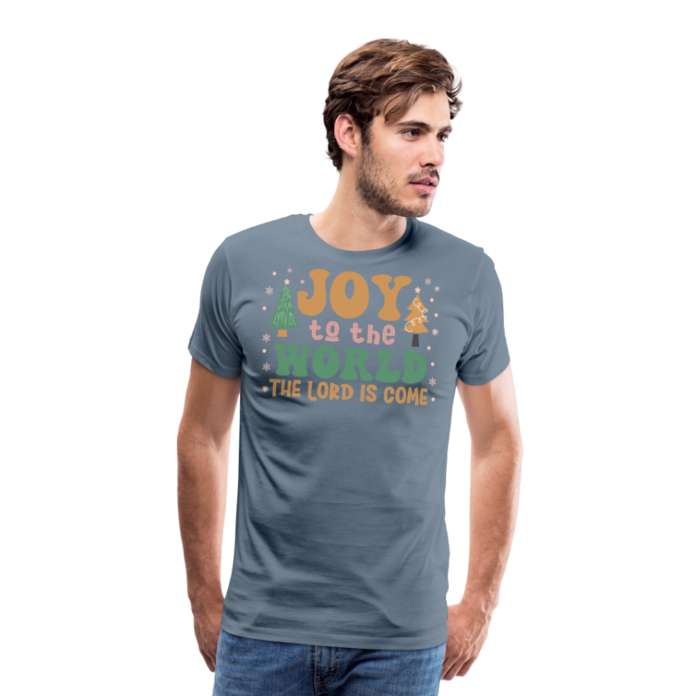 Joy to the World Christmas Family Men's Premium T-Shirt - steel blue