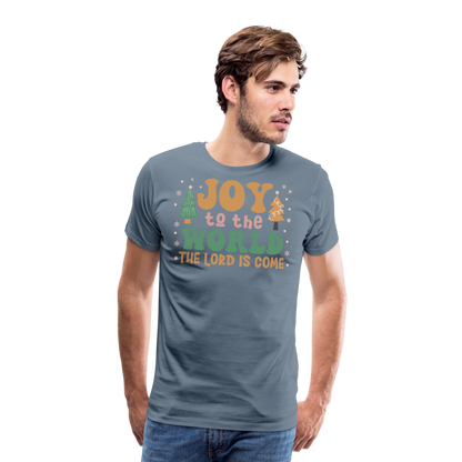 Joy to the World Christmas Family Men's Premium T-Shirt - steel blue