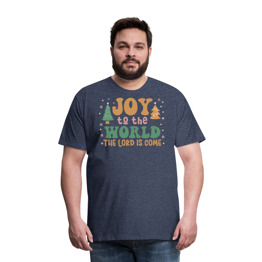 Joy to the World Christmas Family Men's Premium T-Shirt - heather blue