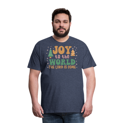 Joy to the World Christmas Family Men's Premium T-Shirt - heather blue