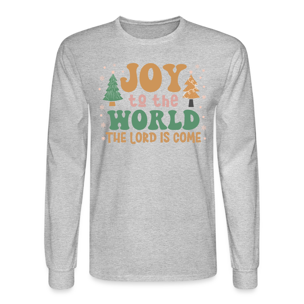 Joy to the World Christmas Family Men's Long Sleeve T-Shirt - heather gray