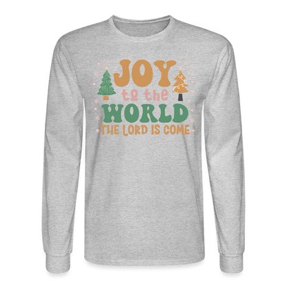 Joy to the World Christmas Family Men's Long Sleeve T-Shirt - heather gray