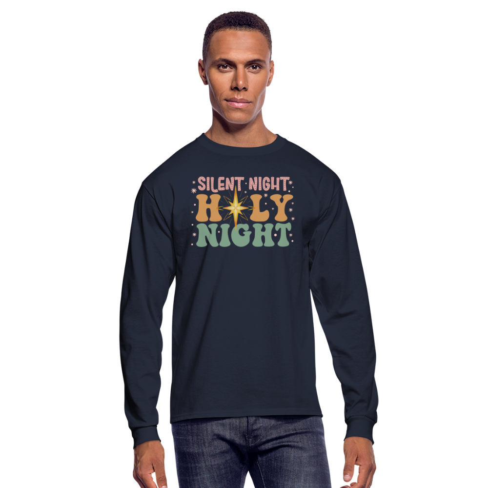 Silent Night Christmas Family Men's Long Sleeve T-Shirt - navy