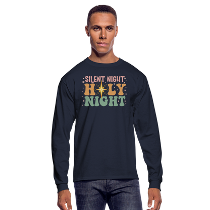 Silent Night Christmas Family Men's Long Sleeve T-Shirt - navy