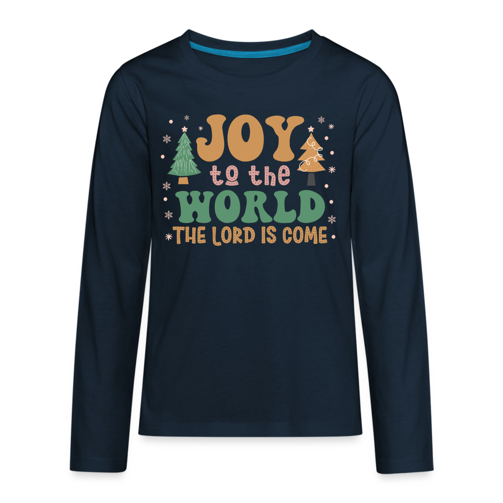 Joy to the World Christmas Family Kids' Premium Long Sleeve T-Shirt - deep navy