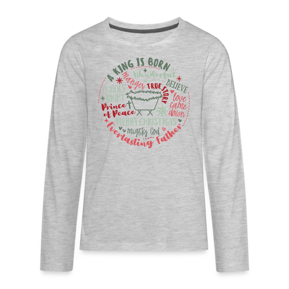 Manger Collage (RG) Kid's Long Sleeve Shirt - heather gray