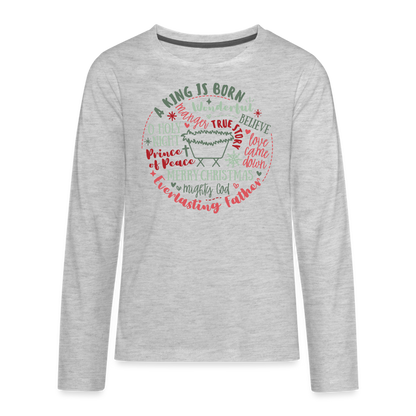 Manger Collage (RG) Kid's Long Sleeve Shirt - heather gray