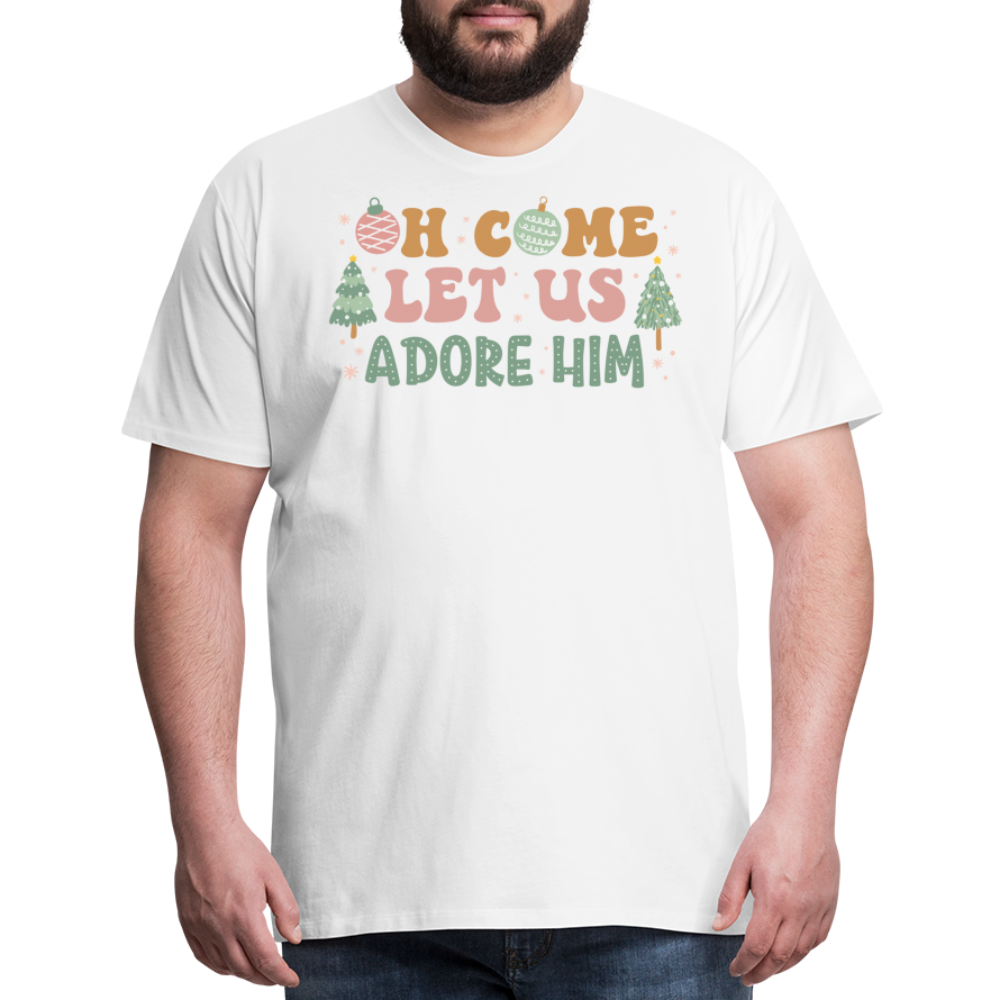 Oh Come Let Us Adore Him Christmas Family Men's Premium T-Shirt - white