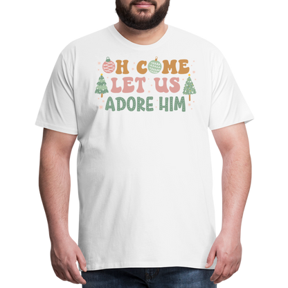 Oh Come Let Us Adore Him Christmas Family Men's Premium T-Shirt - white