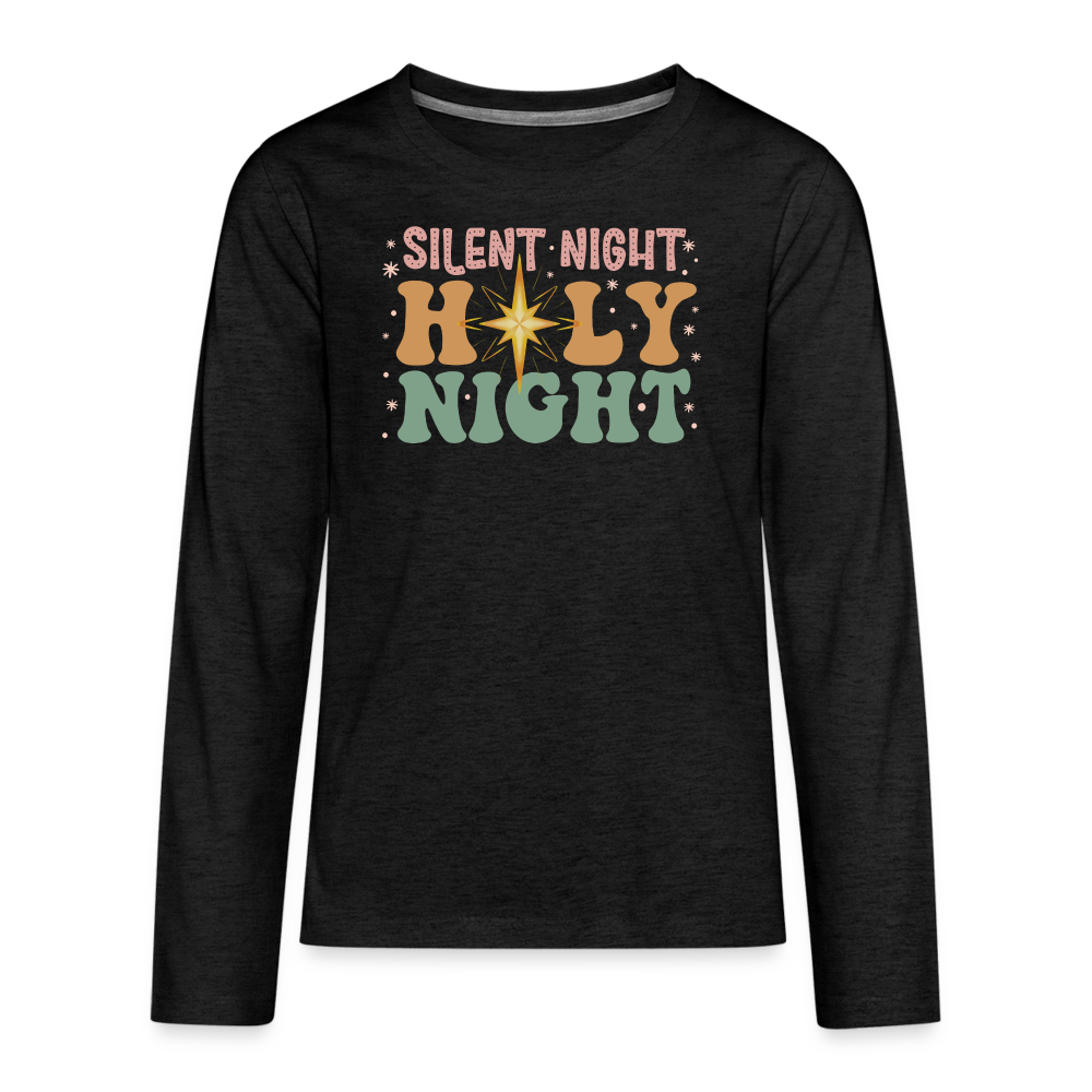 Silent Night Christmas Family Kids' Premium Long Sleeve T-Shirt - charcoal grey