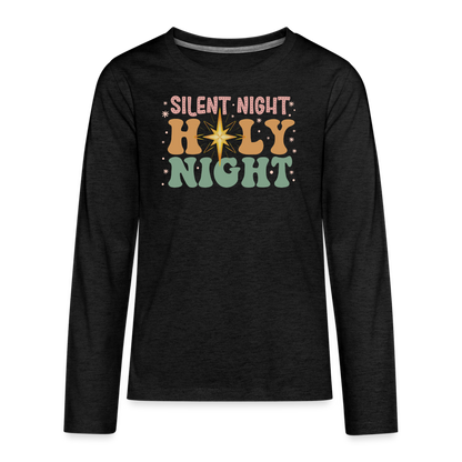 Silent Night Christmas Family Kids' Premium Long Sleeve T-Shirt - charcoal grey