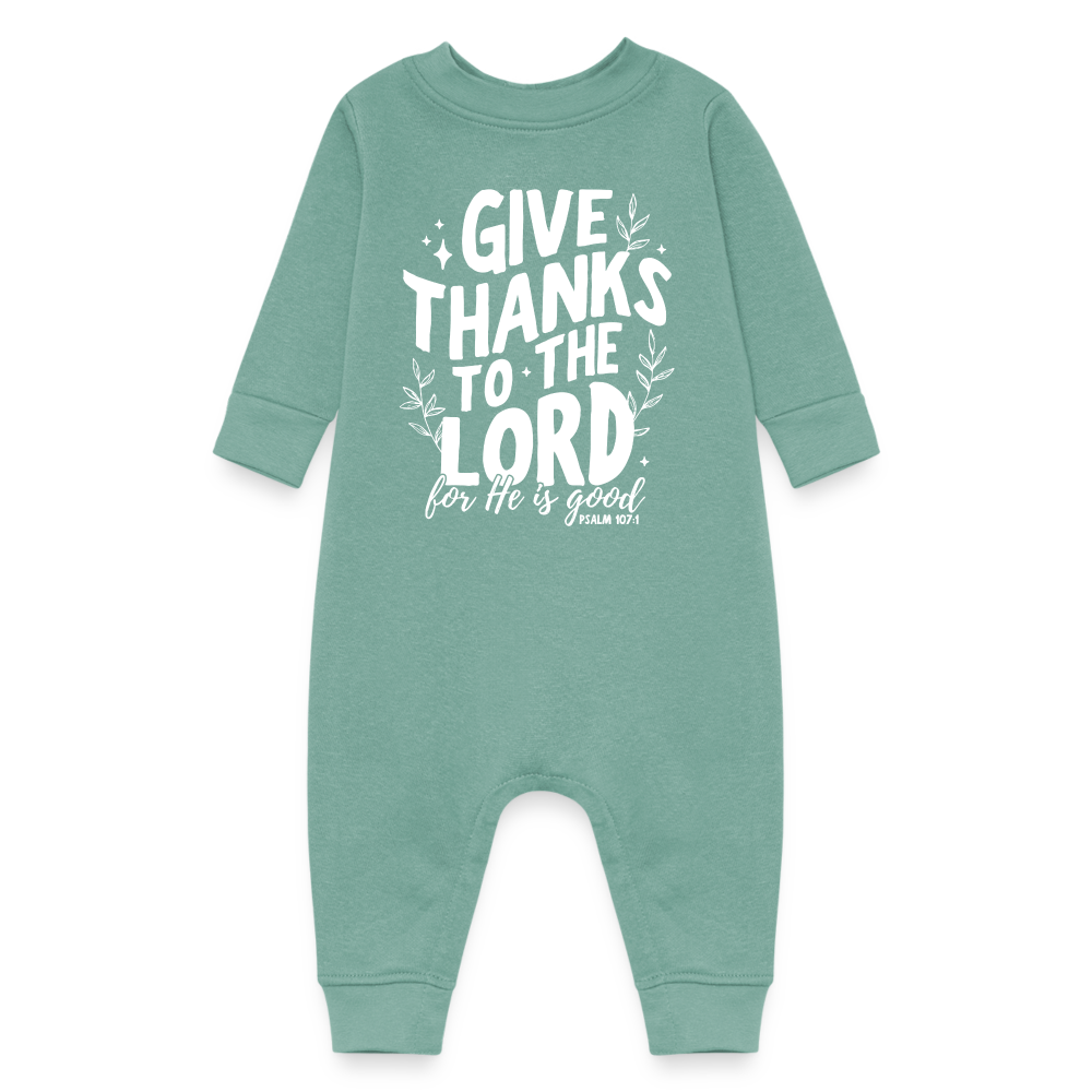 Give Thanks to the Lord (W) Baby Fleece Bodysuit - saltwater