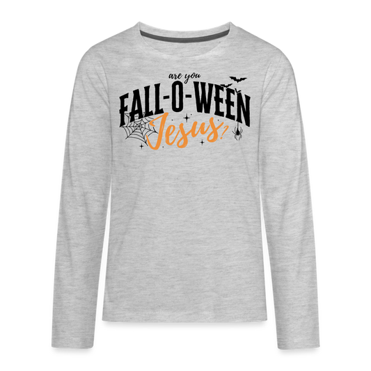 Are You Fall-O-Ween Jesus? Kid's Long Sleeve Shirt - heather gray