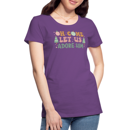 O Come Let Us Adore Him Christmas Family Women’s Premium T-Shirt - purple