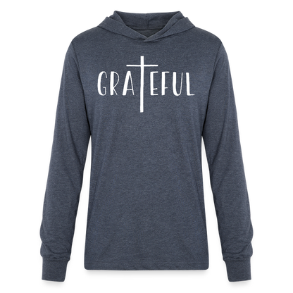 Grateful Men's Long Sleeve Shirt with Hood - heather navy