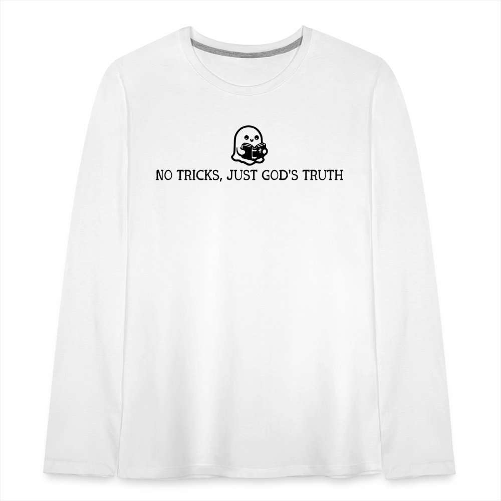 No Tricks Just God's Truth Kids Long Sleeve Shirt - white