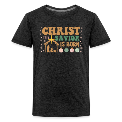 Christ the Savior is Born Christmas Family Kids' Premium T-Shirt - charcoal grey