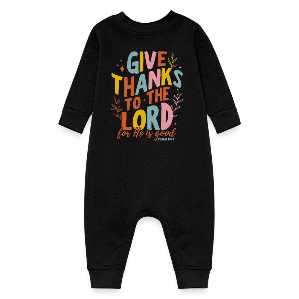 Give Thanks to the Lord (Color) Baby Fleece Bodysuit - black