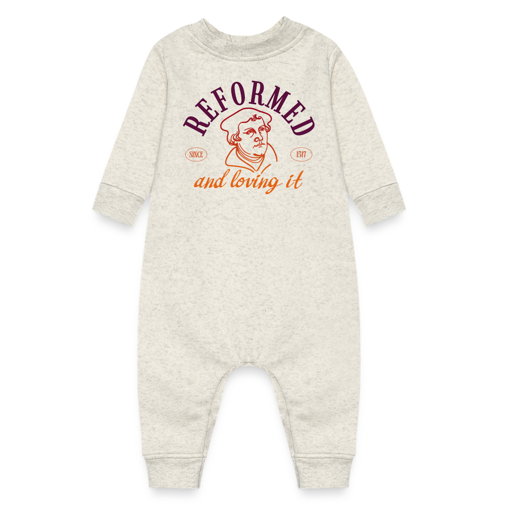 Reformed & Loving It (Color) Reformation Day Fleece Baby Bodysuit - heather oatmeal