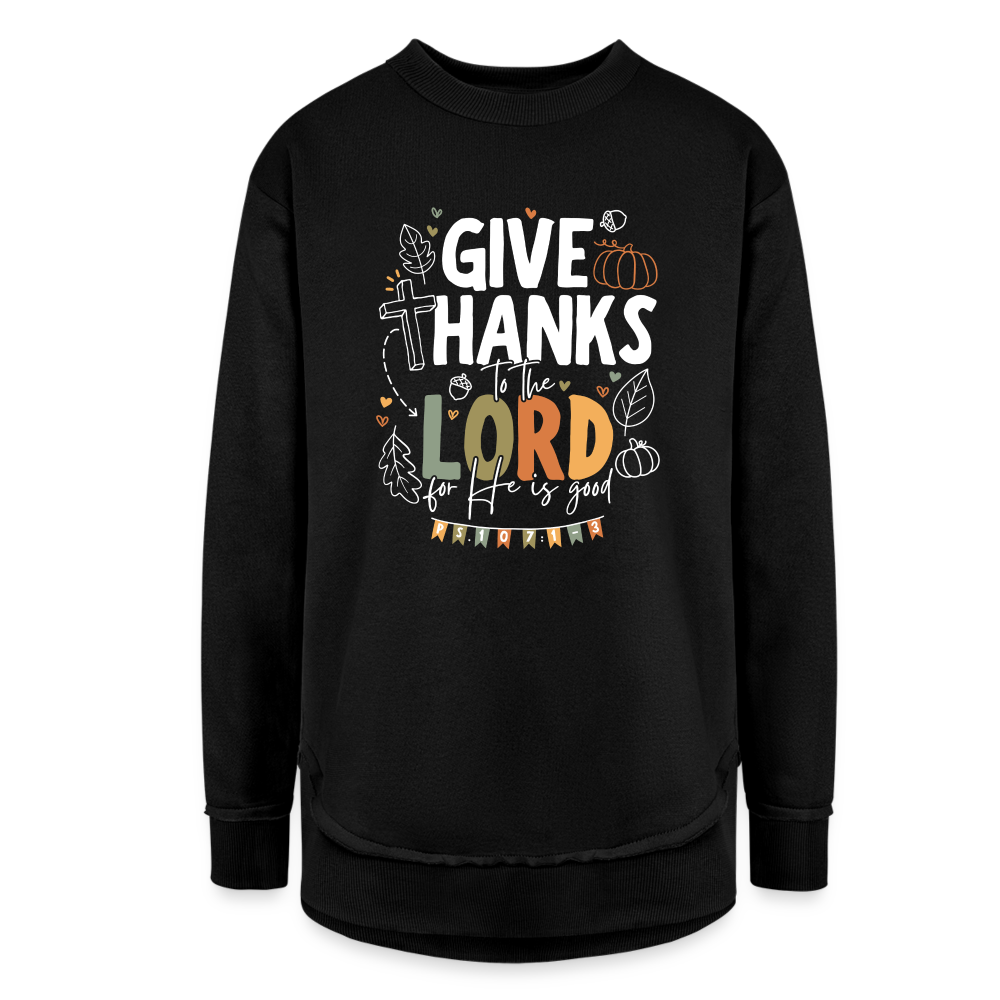 Give Thanks to the Lord Women's Long Sleeve Weekend Tunic - black