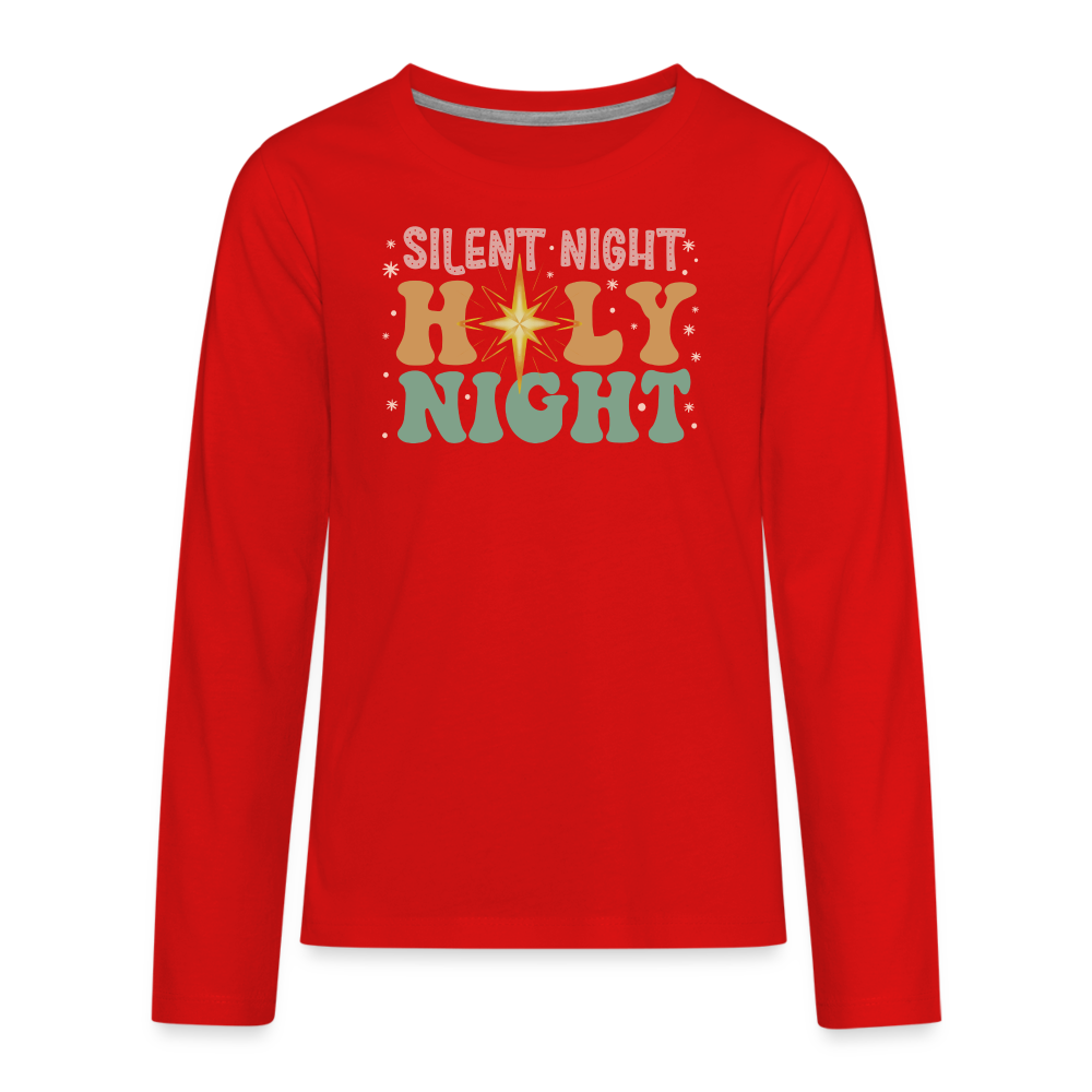 Silent Night Christmas Family Kids' Premium Long Sleeve T-Shirt - red